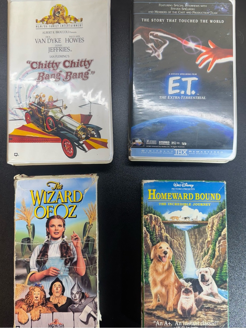 Bundle of 4 VHS ET Chitty Chitty Bang Bang Home Ward Bound The Wizard of OZ